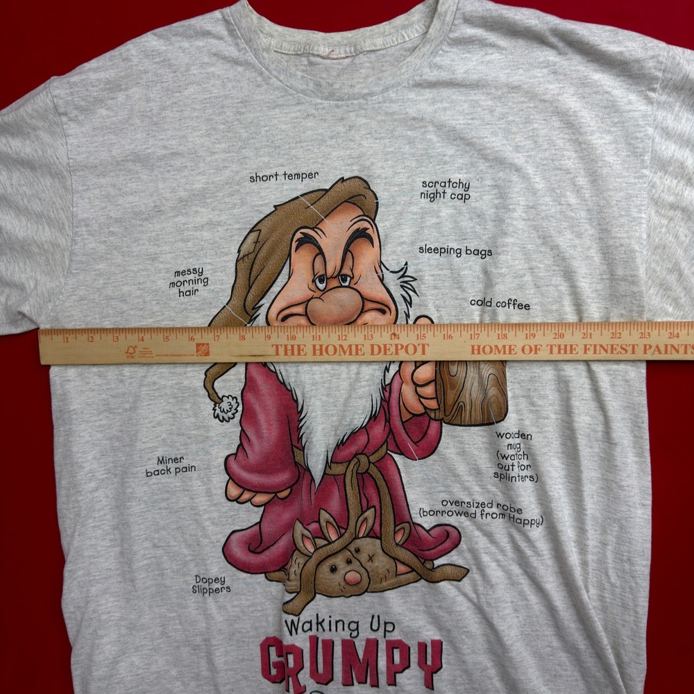VTG 90's Disney World Waking Up Grumpy Graphic T-Shirt Mens‎ Gray Heather Large - Picture 4 of 5